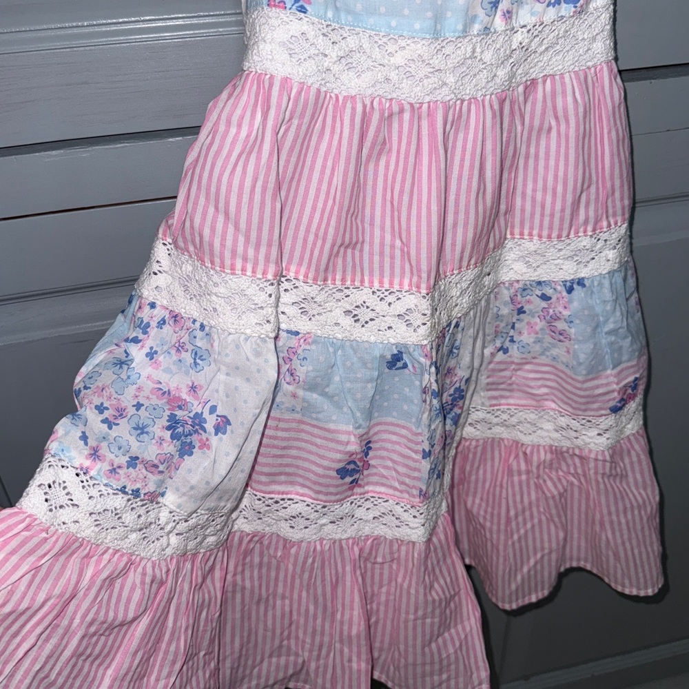 Tommy Bahama Girls Dress Size 6 Blue Pink Floral Sleeveless Round Neck - Picture 4 of 6